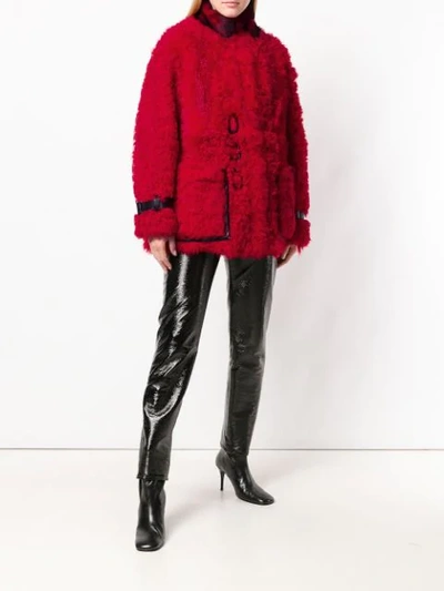 Shop Tom Ford Oversized Shearling Coat In Red