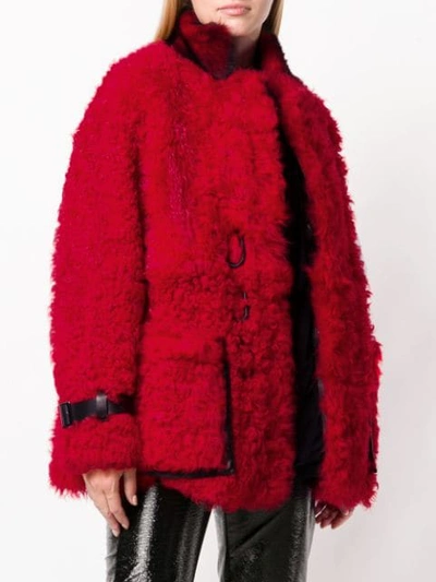 Shop Tom Ford Oversized Shearling Coat In Red