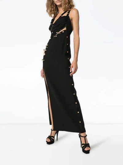 Shop Versace Safety Pin Asymmetric Dress In Black