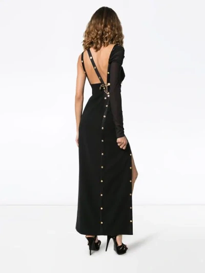 Shop Versace Safety Pin Asymmetric Dress In Black