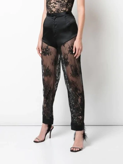 Shop Fleur Du Mal Cillis Lace Pajama Trousers In Black