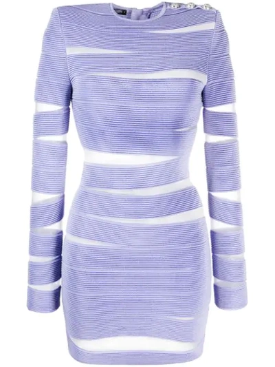 Shop Balmain Bodycon-kleid Mit Sheer-effekt In Purple