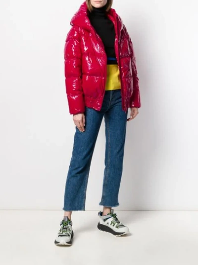Shop Bacon Shiny Cloud Jacket In Red