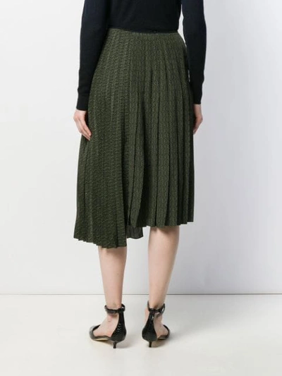 Shop Fendi Asymmetric Pleated Skirt In Green