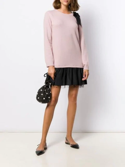 Shop Red Valentino Layered Knit Mini Dress In Pink