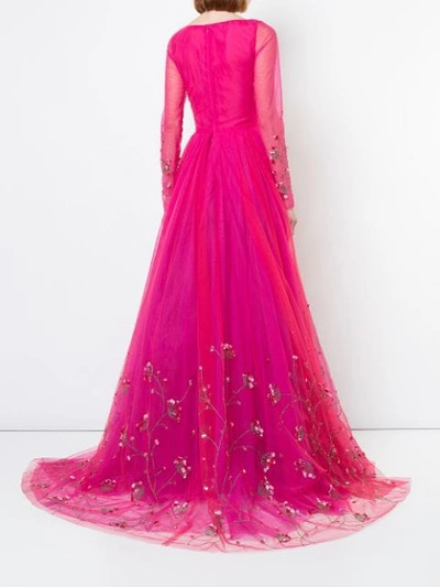 Shop Carolina Herrera Embellished Tulle Evening Dress - Pink
