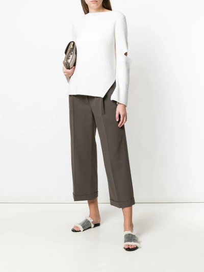 Shop Fabiana Filippi Cropped Wide Leg Trousers In Brown