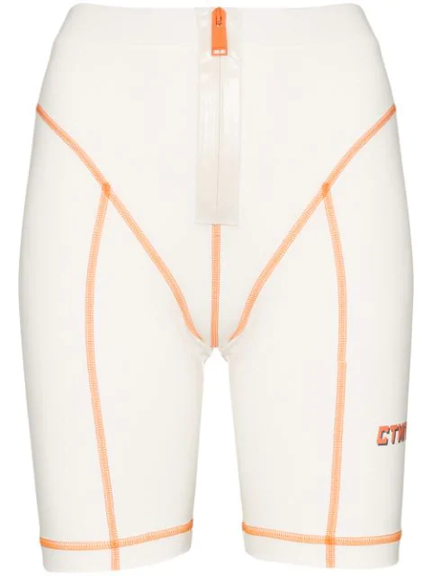 orange cycling shorts