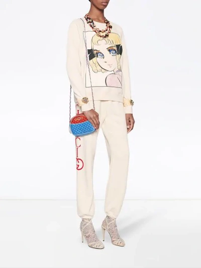 Shop Gucci Cotton Sweatshirt With Manga Print In White