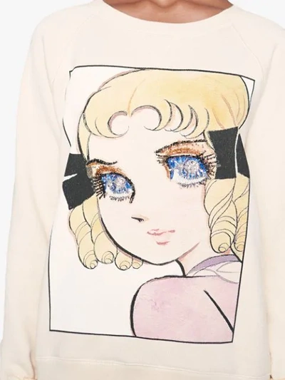 Shop Gucci Cotton Sweatshirt With Manga Print In White