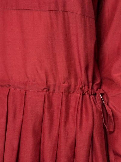 Shop Sara Lanzi Pleated Detail Dress In Red