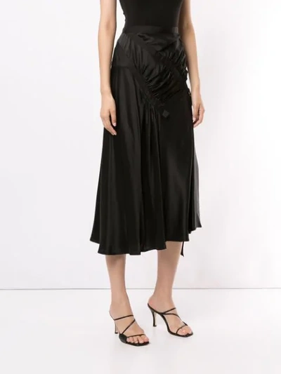 Shop Christopher Esber Ruched Midi Skirt In Black