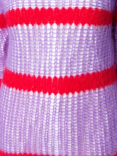 Shop Miu Miu Open Stitch Striped Jumper In Purple