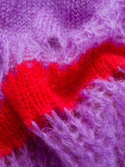 Shop Miu Miu Open Stitch Striped Jumper In Purple