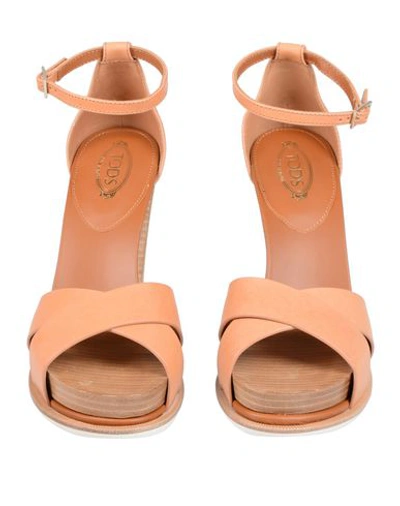 Shop Tod's Woman Sandals Salmon Pink Size 8 Cowhide