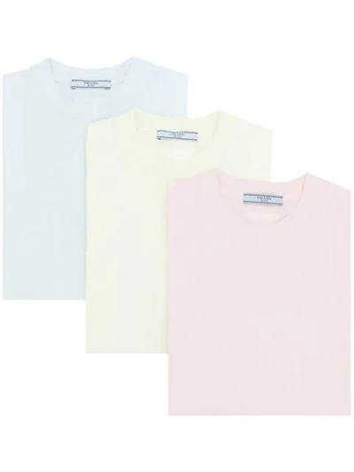 Shop Prada Jersey T-shirt Three Pack In Rosa