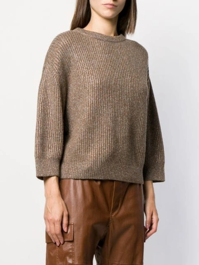 Shop Brunello Cucinelli Lurex Knitted Sweater In Brown
