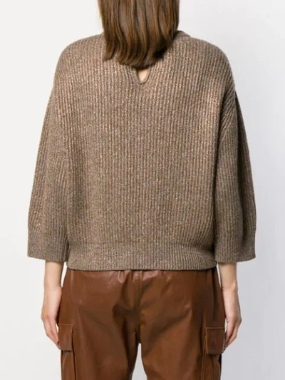 Shop Brunello Cucinelli Lurex Knitted Sweater In Brown