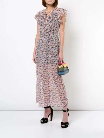 scattered flowers crinkled chiffon dress