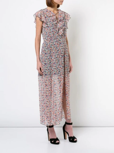 scattered flowers crinkled chiffon dress