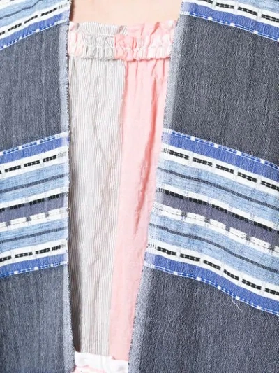 Shop Lemlem Fringed Striped Kimono In Blue