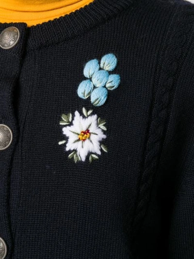 Shop A.p.c. Embroidered Floral Cardigan In Blue
