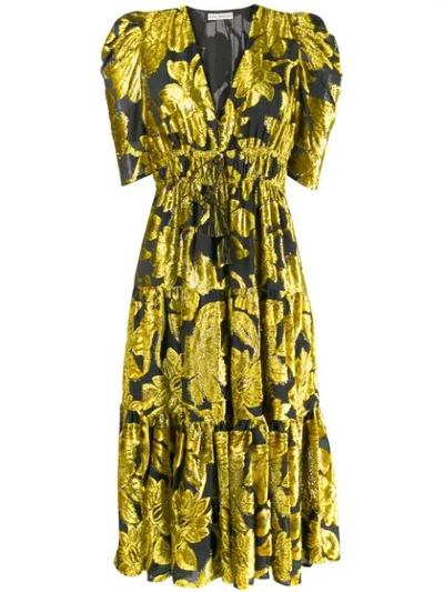 Shop Ulla Johnson Two Tone Midi Dress In Yellow