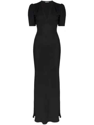 Shop Rockins Puff-sleeve Maxi Dress In Black