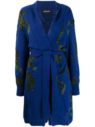 Shop Just Cavalli Knitted Cardi In Blue