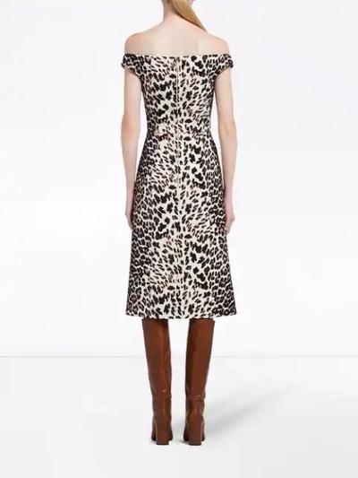 Shop Prada Leopard-print Cady Dress In Brown