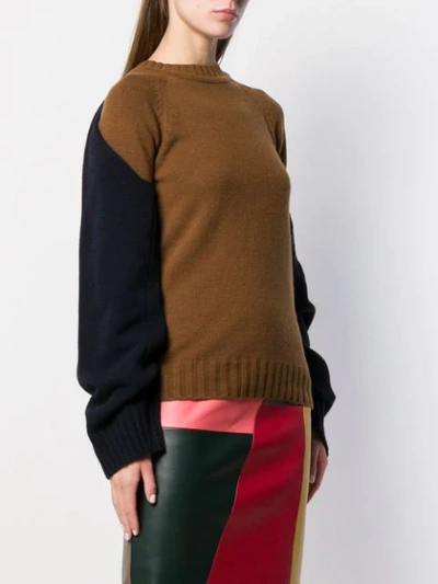Shop Eudon Choi Colourblock Knit Jumper In Brown