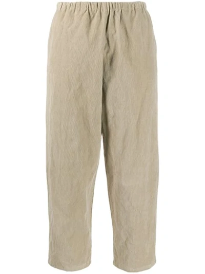 Shop Apuntob Cropped Corduroy Trousers In Ecru