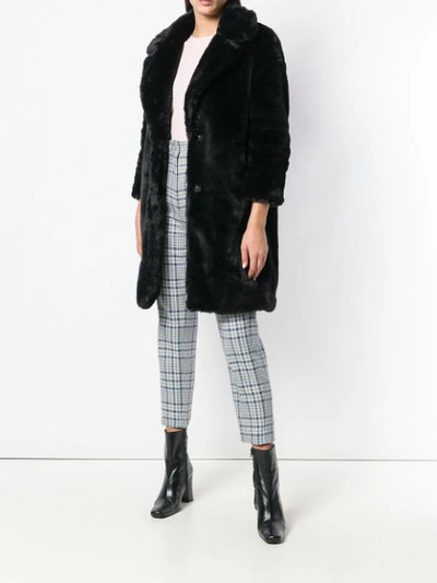 Shop Herno Faux-fur Midi Coat - Black