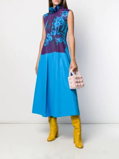 Shop Roksanda Pleated Front Dress In Blue