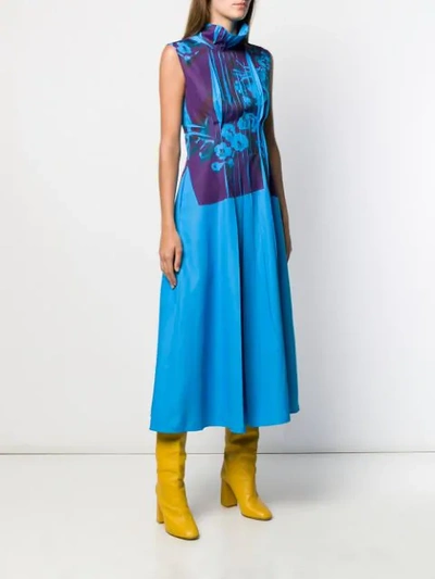 Shop Roksanda Pleated Front Dress In Blue
