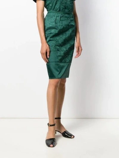 Shop N°21 Crinkled Effect Pencil Skirt In Green