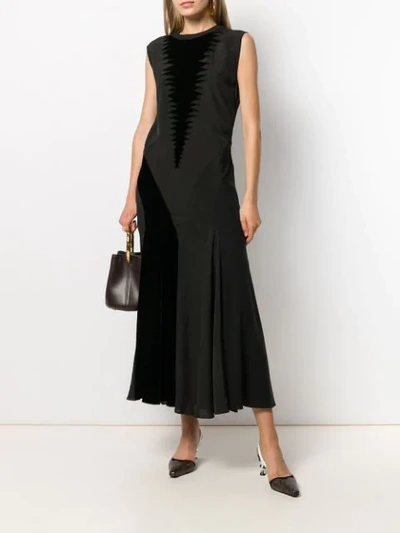 Shop Loewe Velvet Patch Long Dress In Black