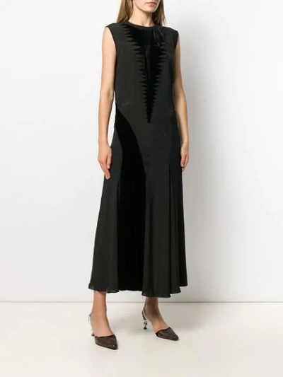 Shop Loewe Velvet Patch Long Dress In Black