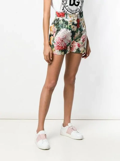 Shop Dolce & Gabbana Floral Print Shorts In Green