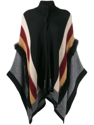 Shop Liu •jo Striped Cardi-coat In Black