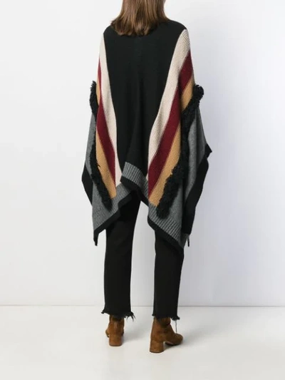 Shop Liu •jo Striped Cardi-coat In Black