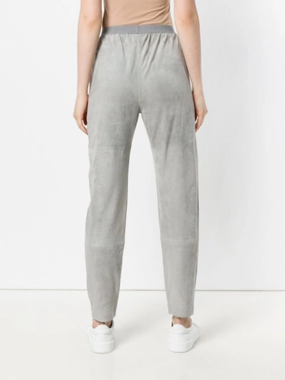 Shop Fabiana Filippi Elasticated Waist Tapered Trousers - Grey