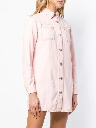 Shop Ganni Denim Shirt Dress In Pink