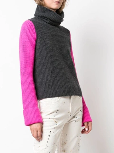 Shop Autumn Cashmere Colour Block Sweater In Cement/pepper/atomic Pink