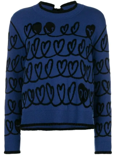 Shop Fendi Cut Out Heart Sweater In Blue