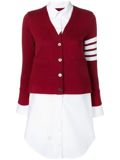 Shop Thom Browne Hemdkleid Mit Cardigan In Red