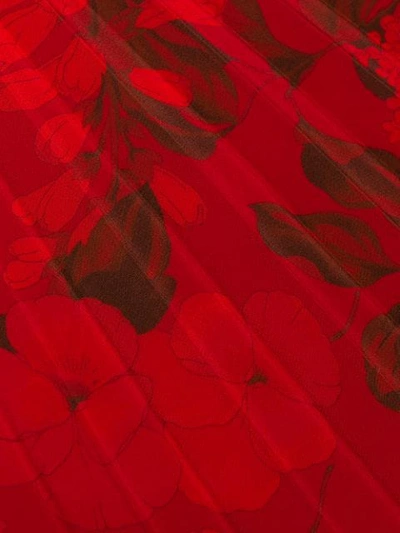 VALENTINO PLEATED FLORAL PRINT MIDI SKIRT - 红色