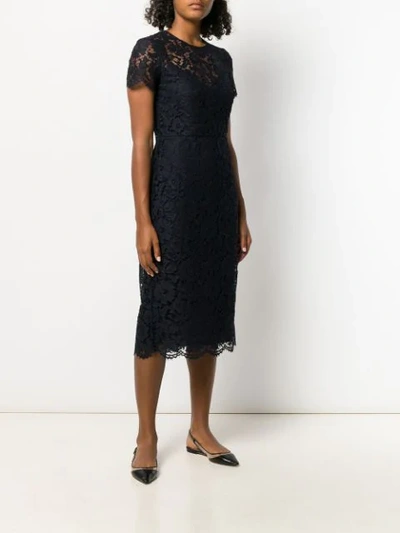 Shop Valentino Lace Midi Dress In Blue