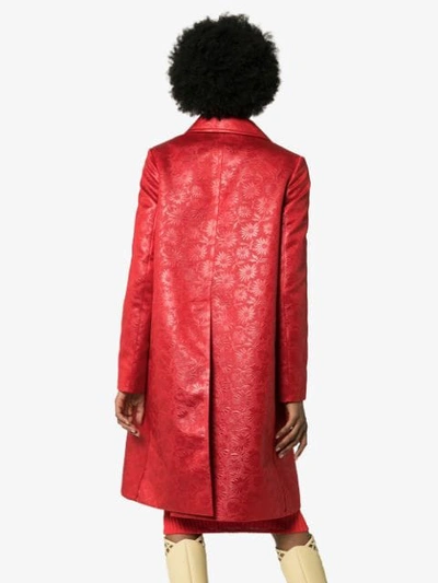 Shop Marni Floral Embossed Coat In Red