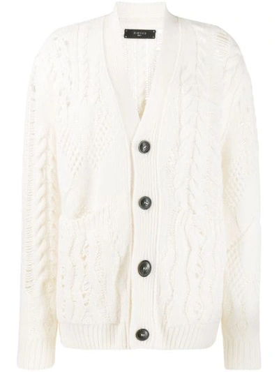 Shop Amiri Crochet Detail Cardigan In White